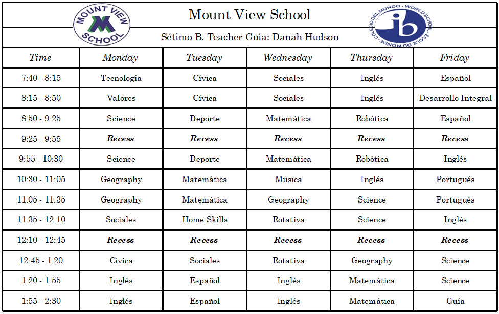 Horario de curso