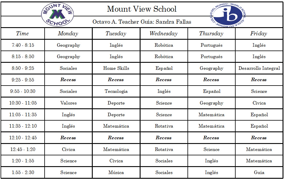 Horario de curso