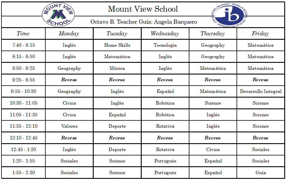 Horario de curso