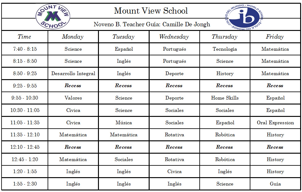 Horario de curso